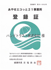 あやせエコっと21事務所登録証